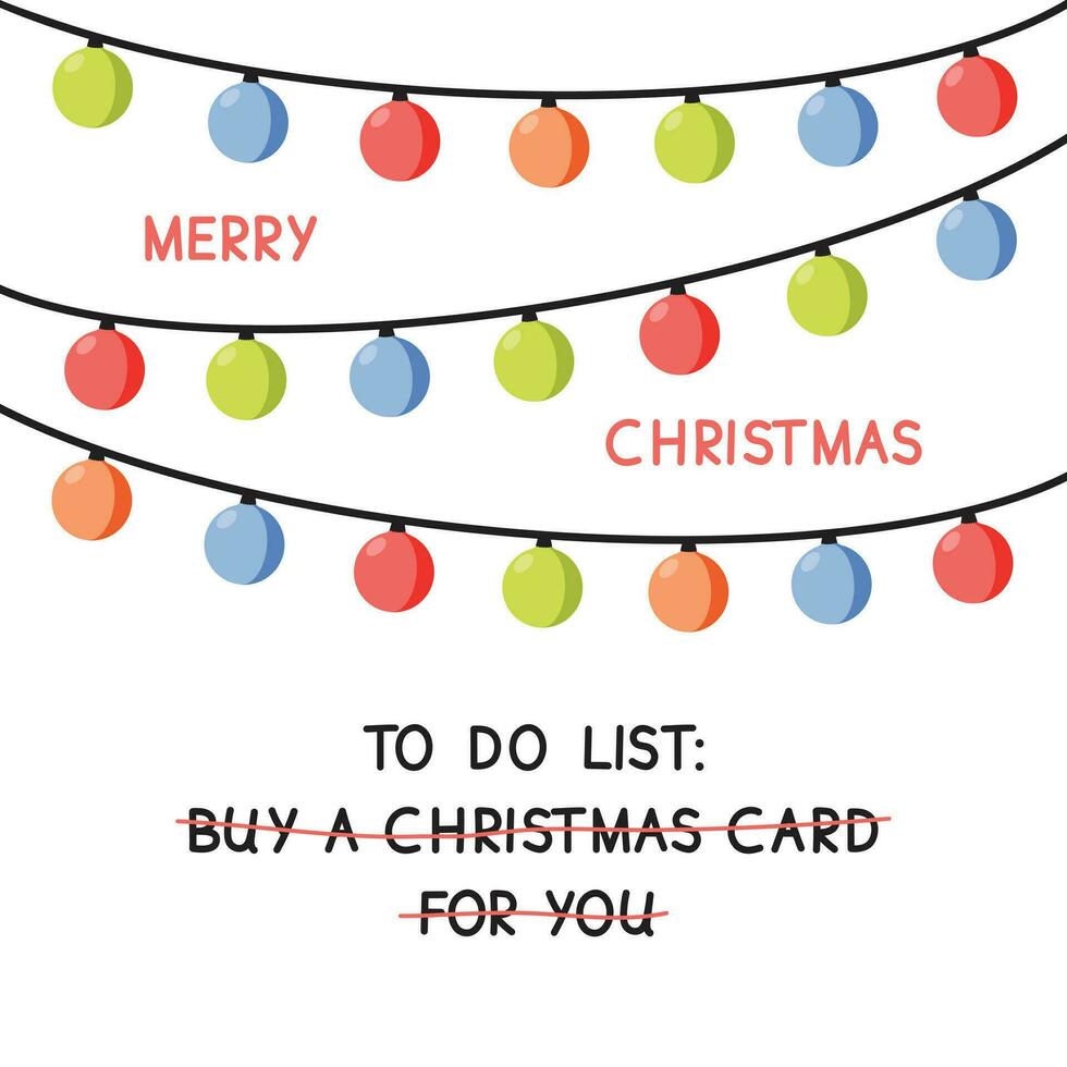 Funny Christmas Greeting Card with hand written lettering. To do list. Buy a Christmas card for you. Trendy 2024 colours vector