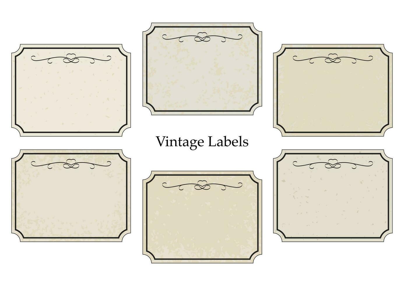 Vintage rectangle labels with monograms on old paper isolated on white background. Can be printed in size 11x8.5 vector