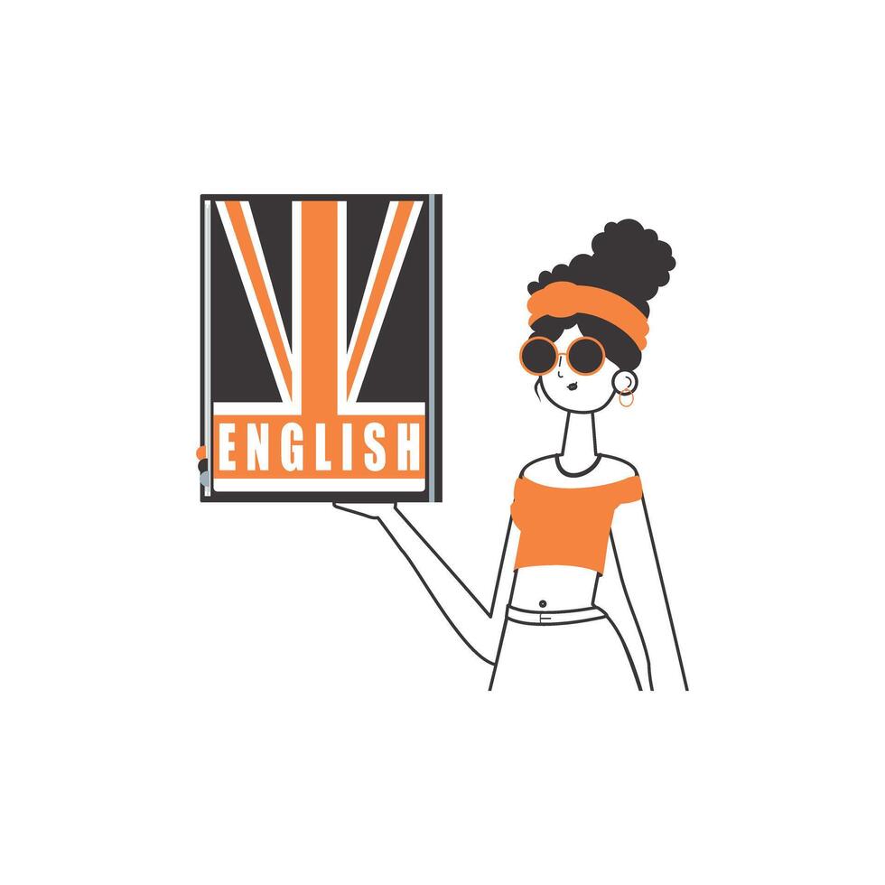 English teacher. The concept of learning English. Line art style. Isolated, vector illustration.