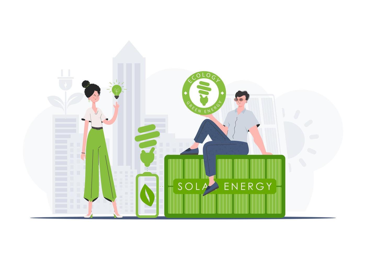 ECO are caring people. ECO friendly concept. trendy style. illustration. vector