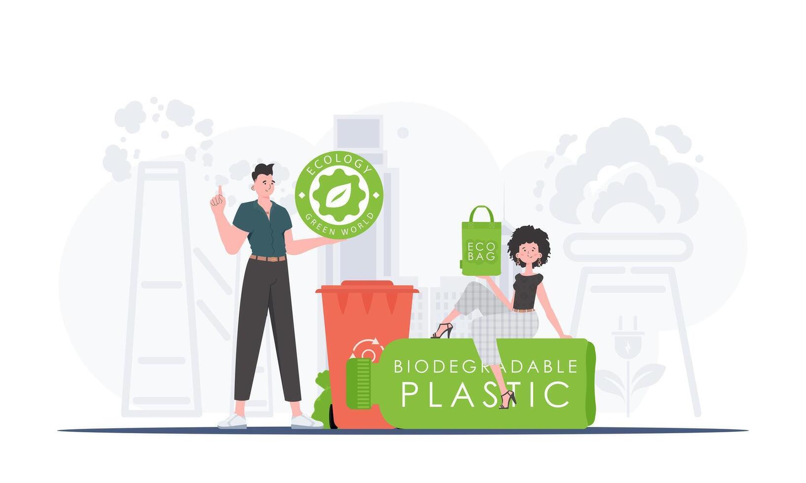 The concept of ecology and care for the environment. People who care about the environment. Trend style. illustration. vector