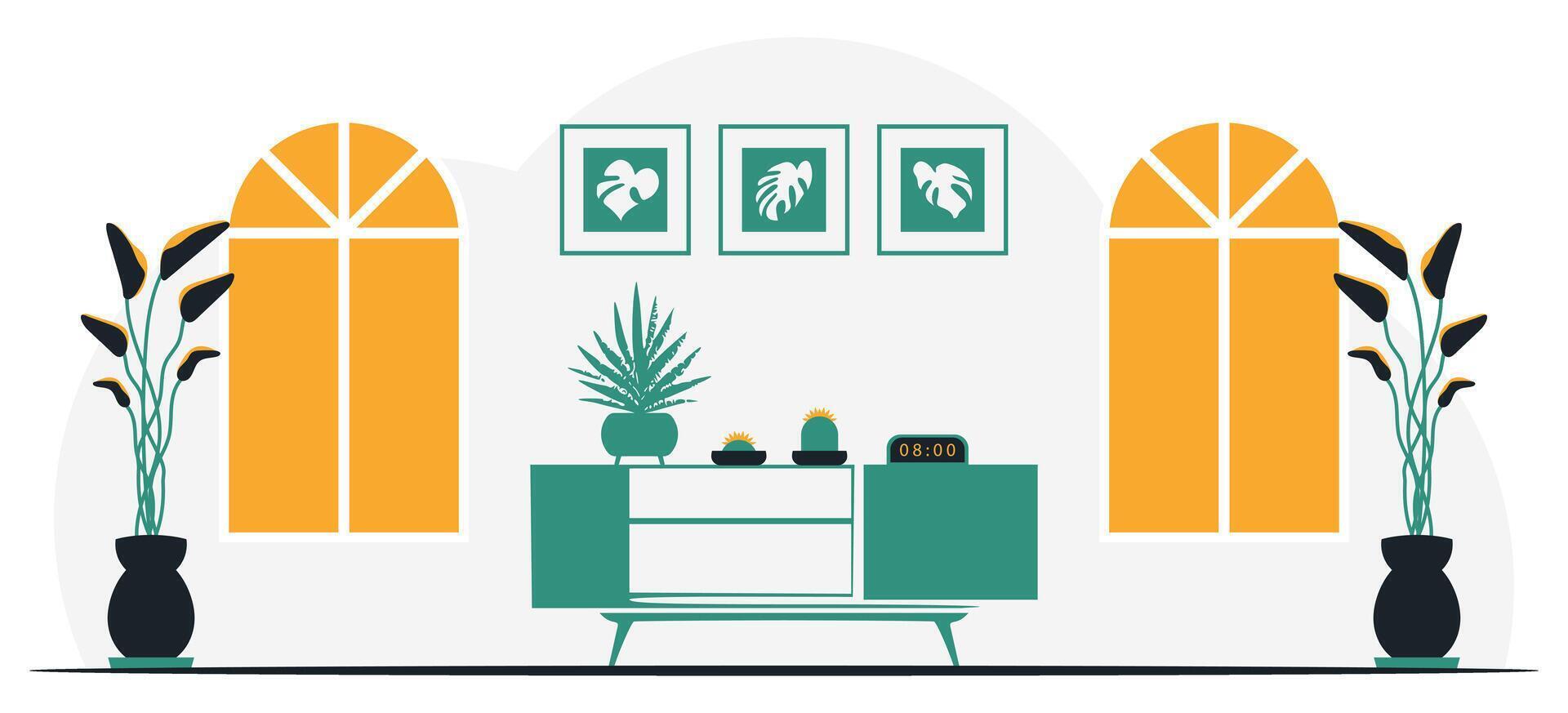 Minimalistic stunning room background in vibrant colors. vector