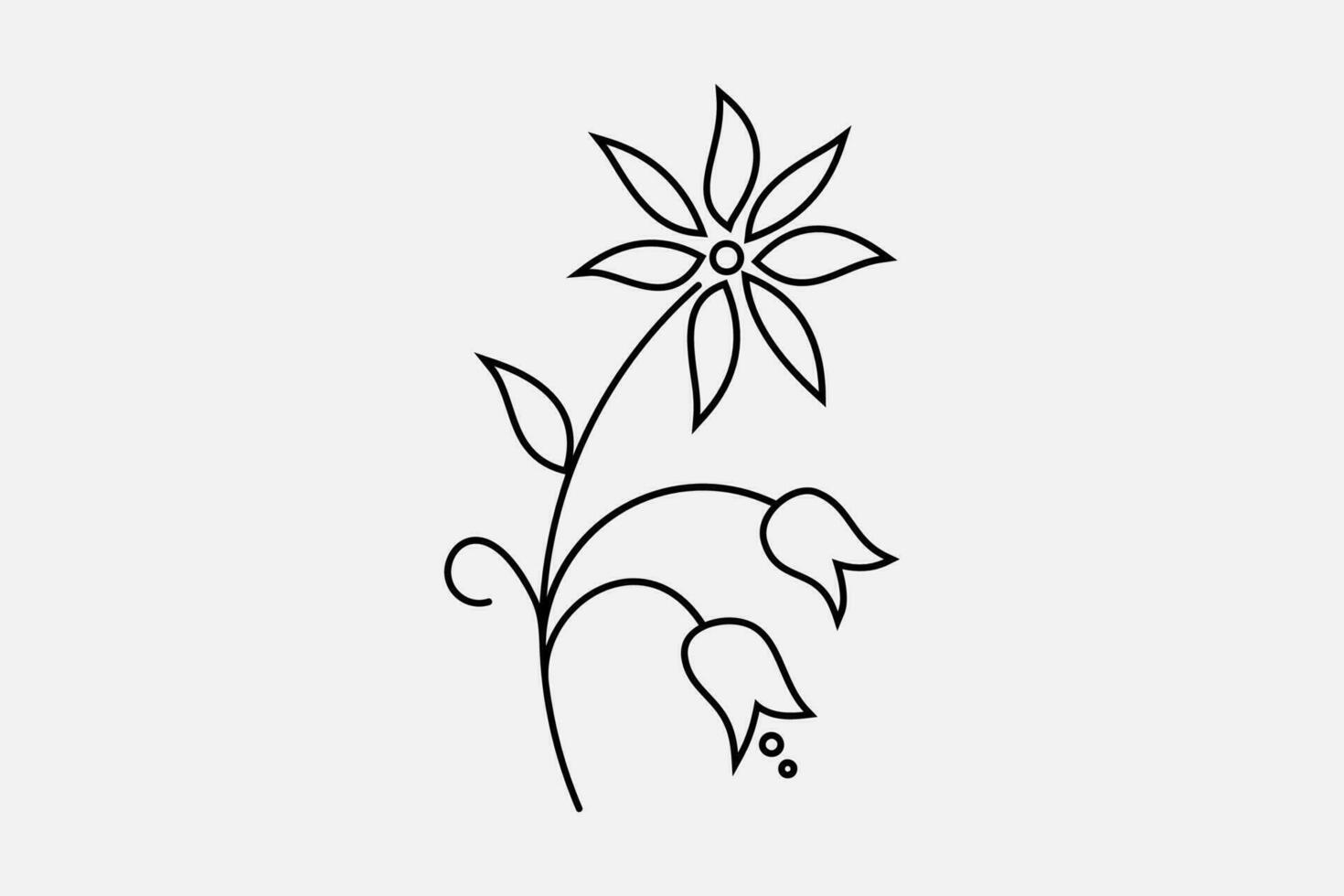 Simple Black Outline Hand Drawn Flower Design Elements vector