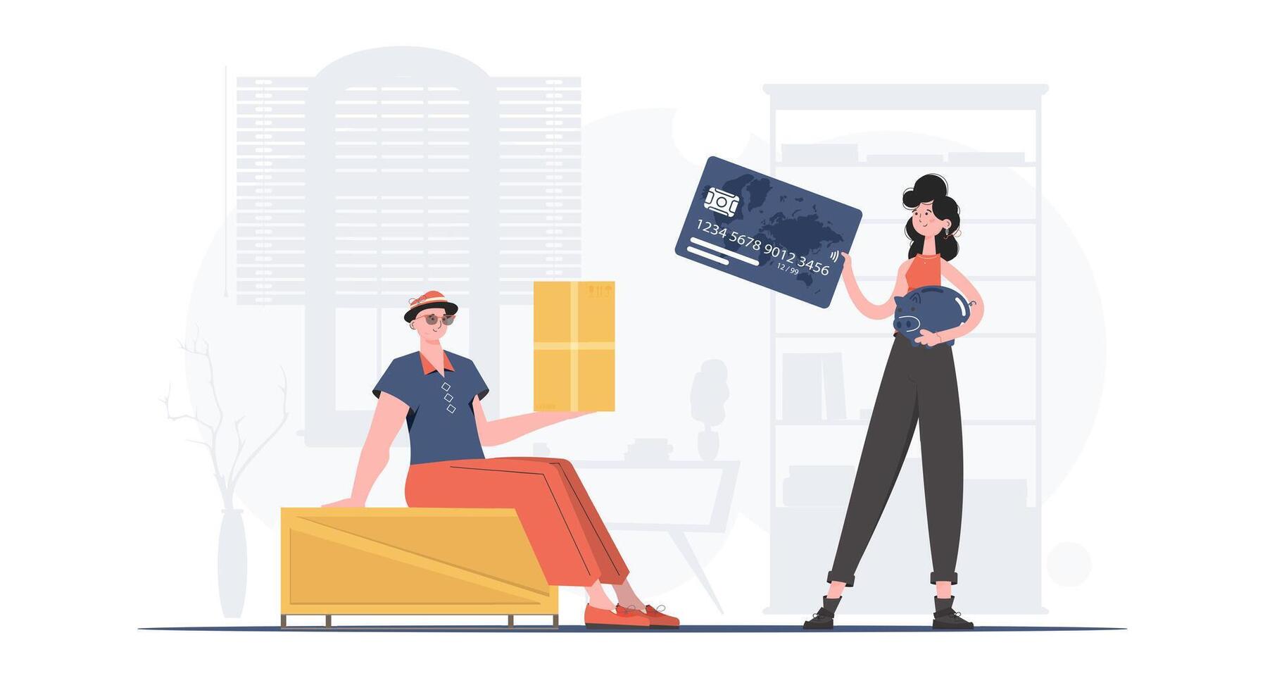 Parcel delivery. . trendy style. vector