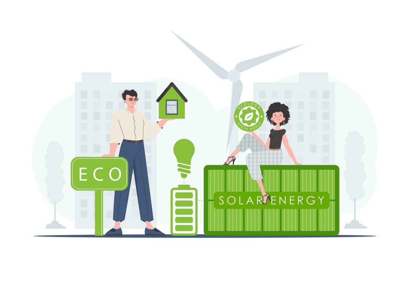 eco gente. el concepto de verde energía y ecología. vector tendencia ilustración.