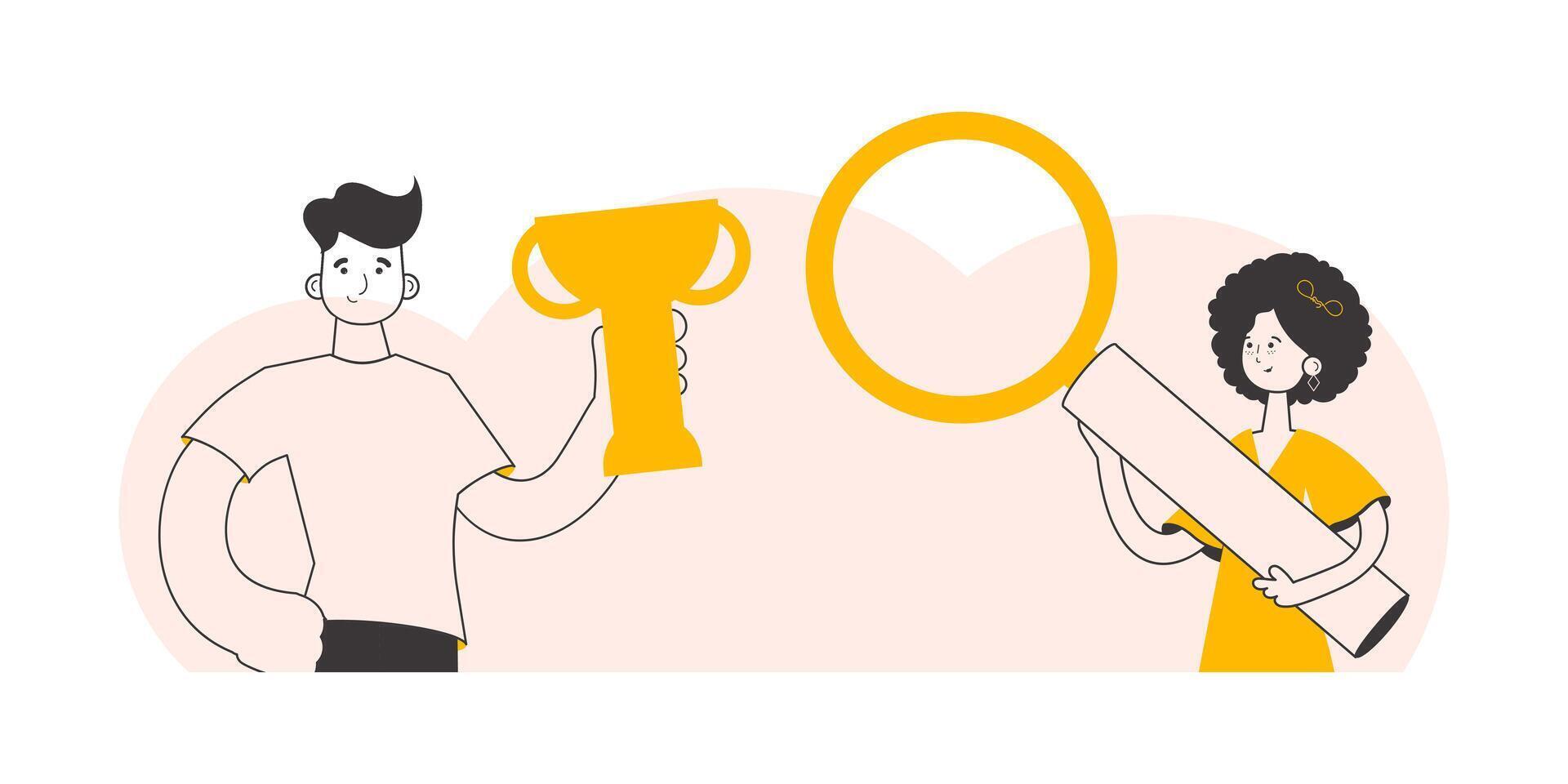 The concept of finding employees for work. Lineart trendy style. Vector. vector