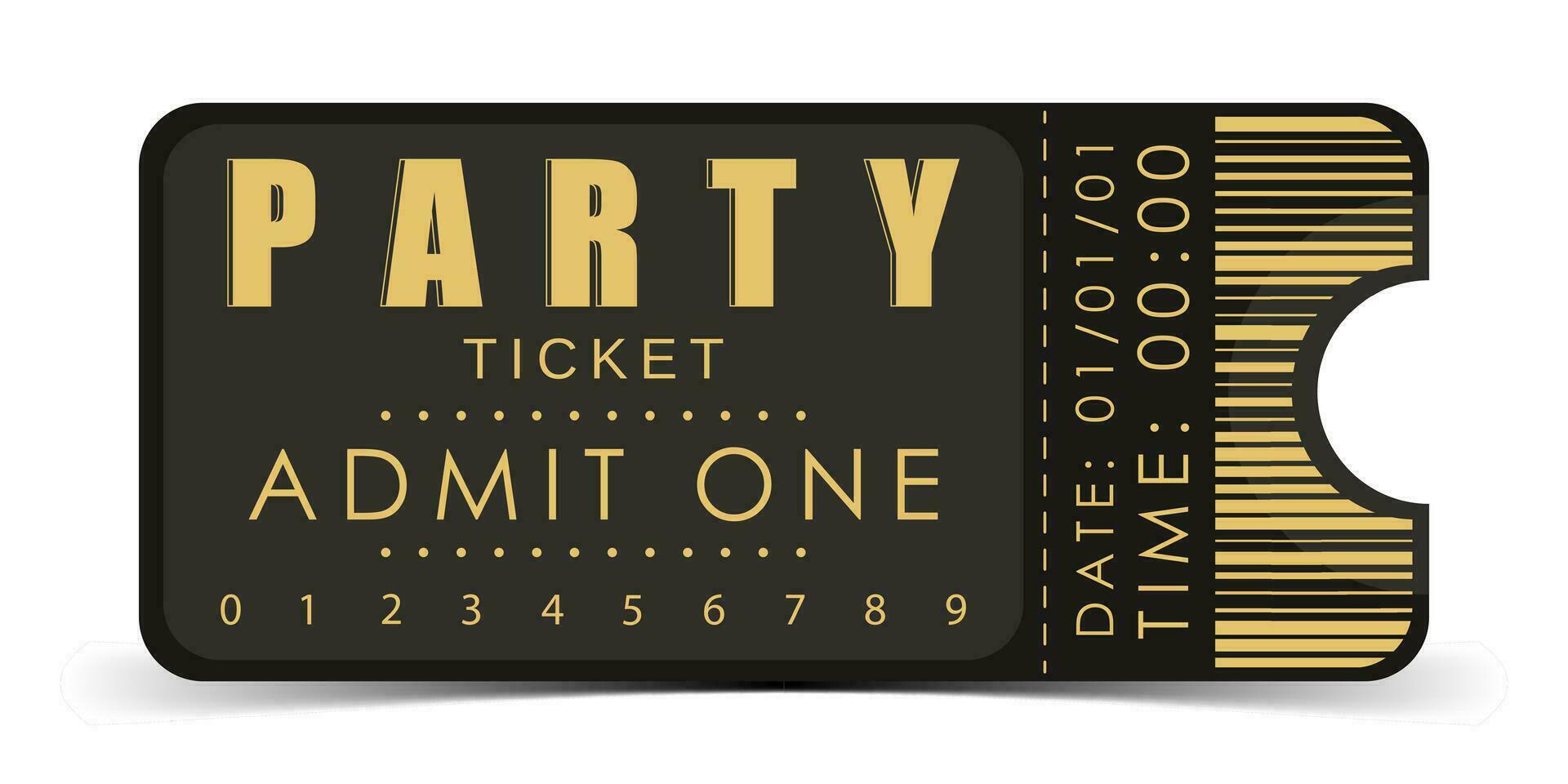 Sample ticket to enter the party. Modern ticket card template. Vector illustration.