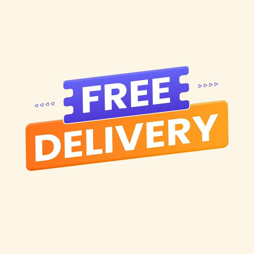 Free delivery label sign origami style banner vector