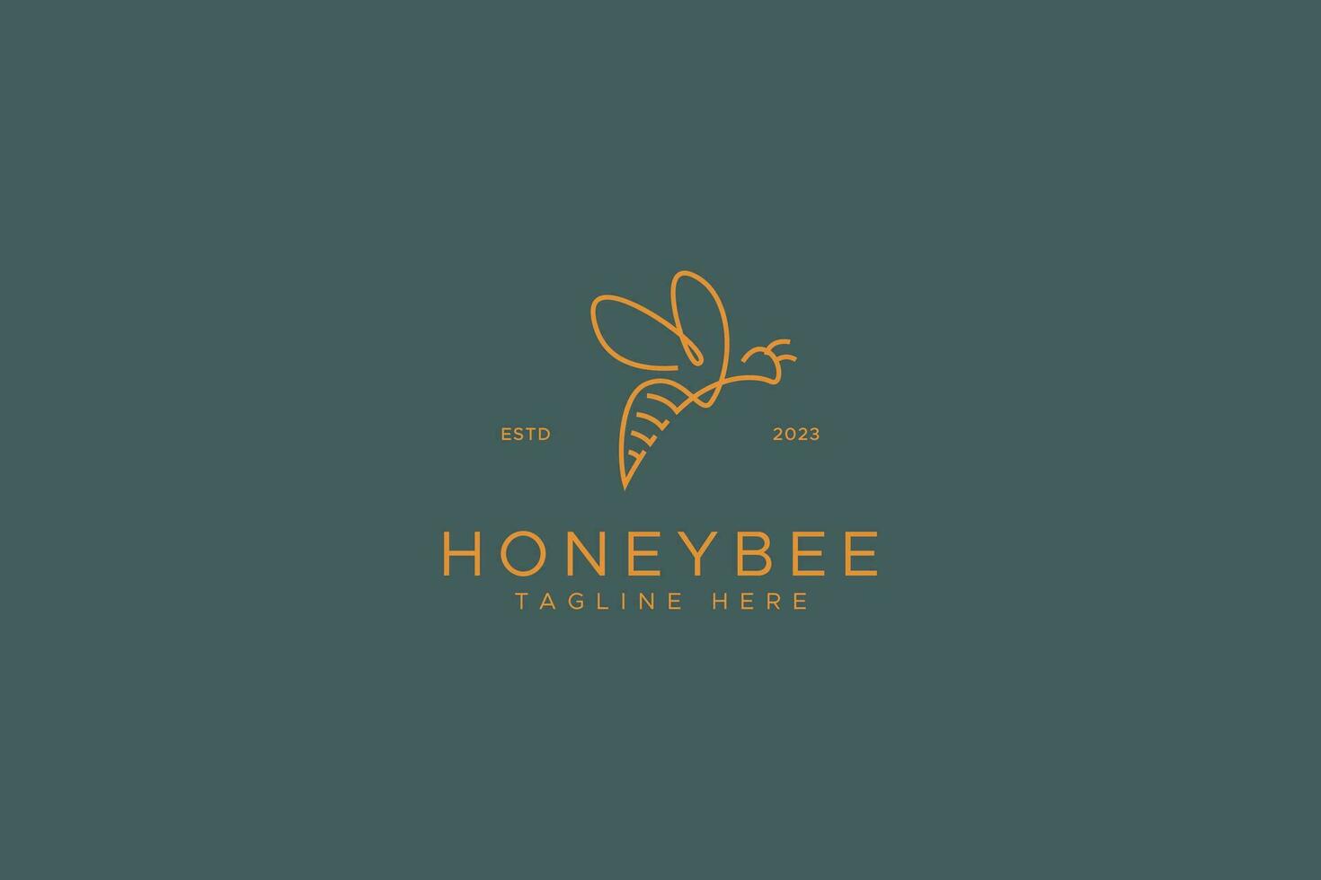 Honey Bee Side View Abstract Logo Vintage Style Color vector