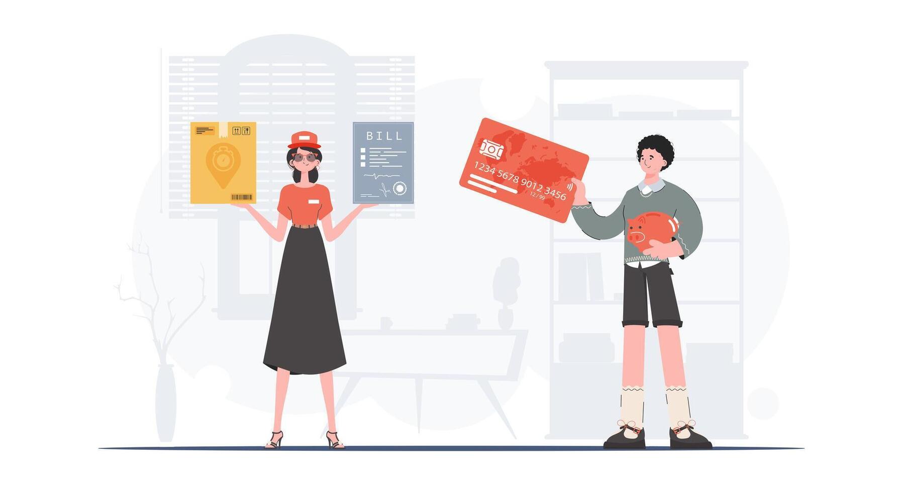 Parcel delivery. trendy style. . vector