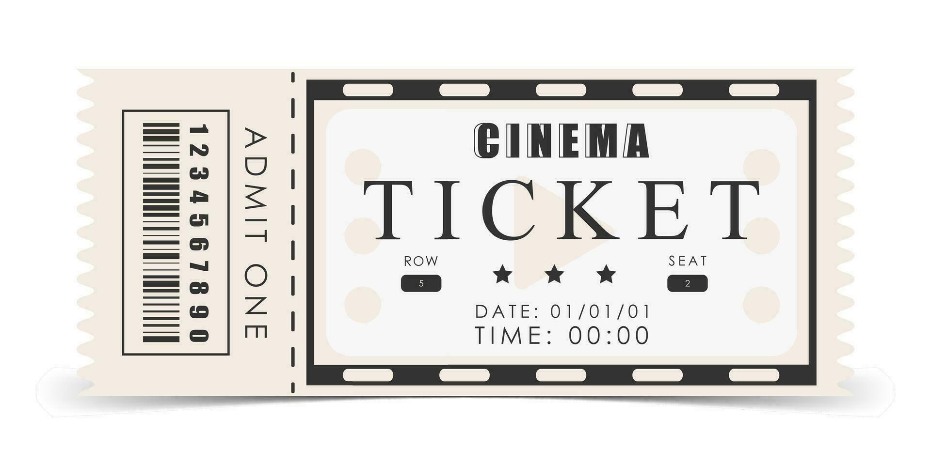 Cinema ticket template. Modern elegant ticket card illustration template. Vector illustration.