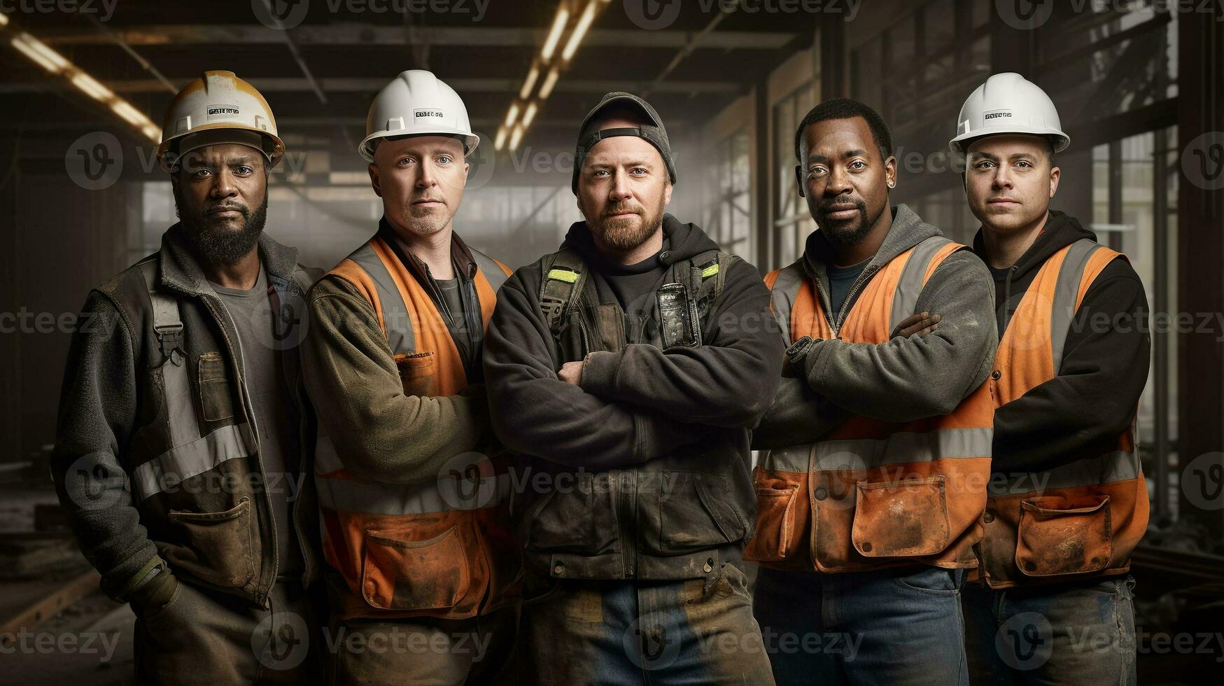Diverse Engineers at Construction Site. Multicultural Team Building the Future of Infrastructure photo