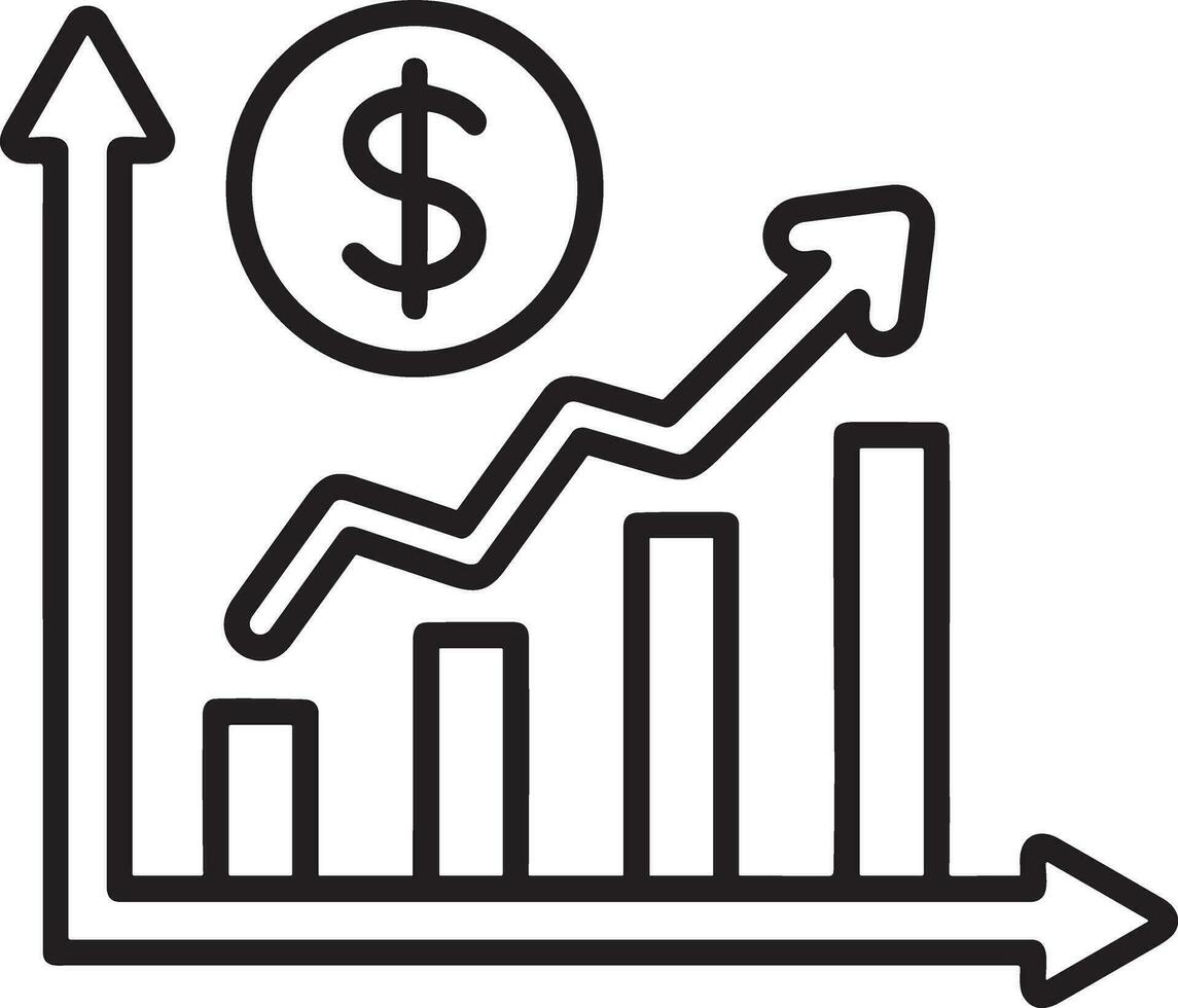 Growth business icon symbol vector image. Illustration of the progress outline infographic strategy  development design image