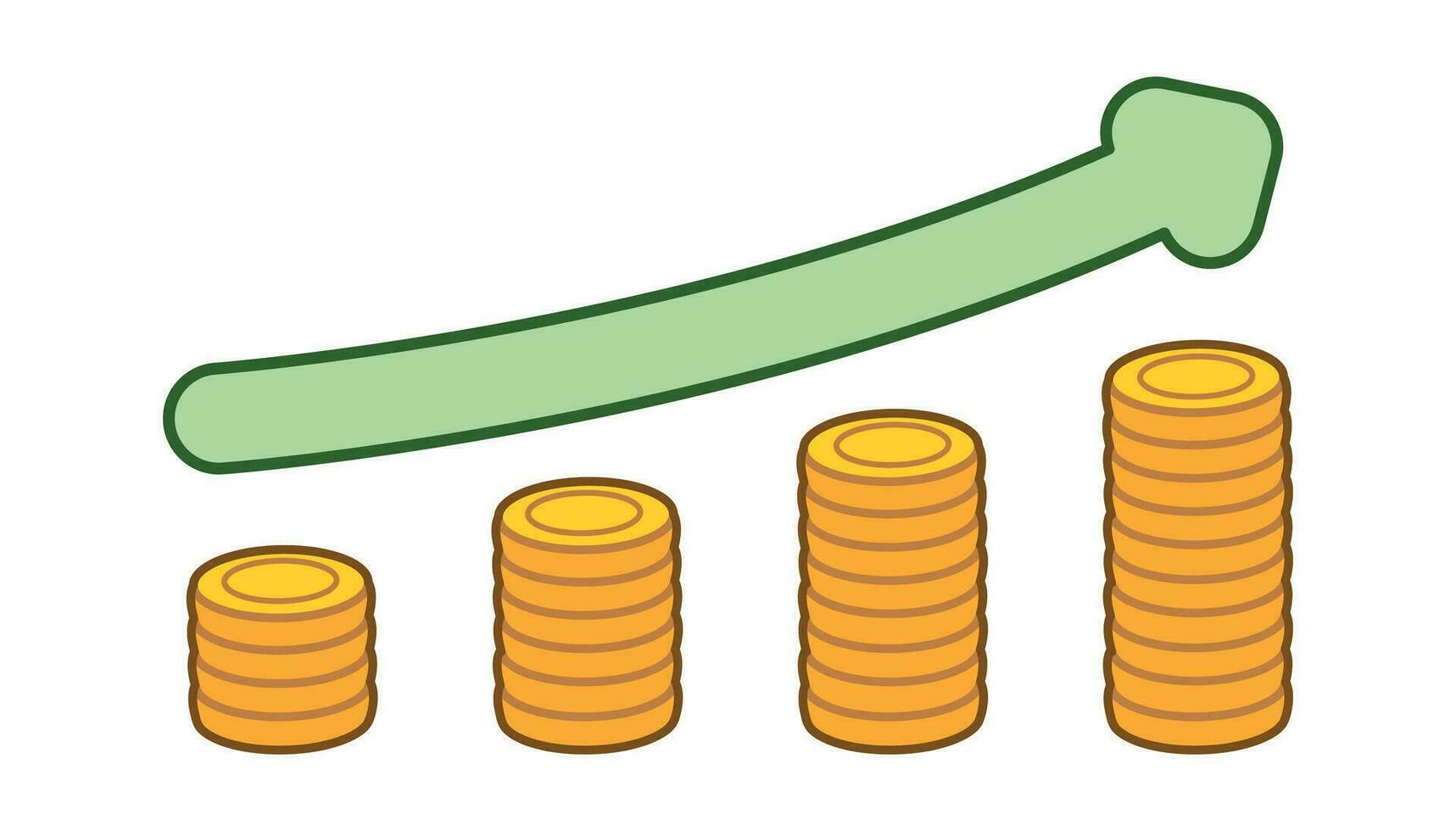 Simple Coin Bar Graphic Stack Up Profit Vector Illustration