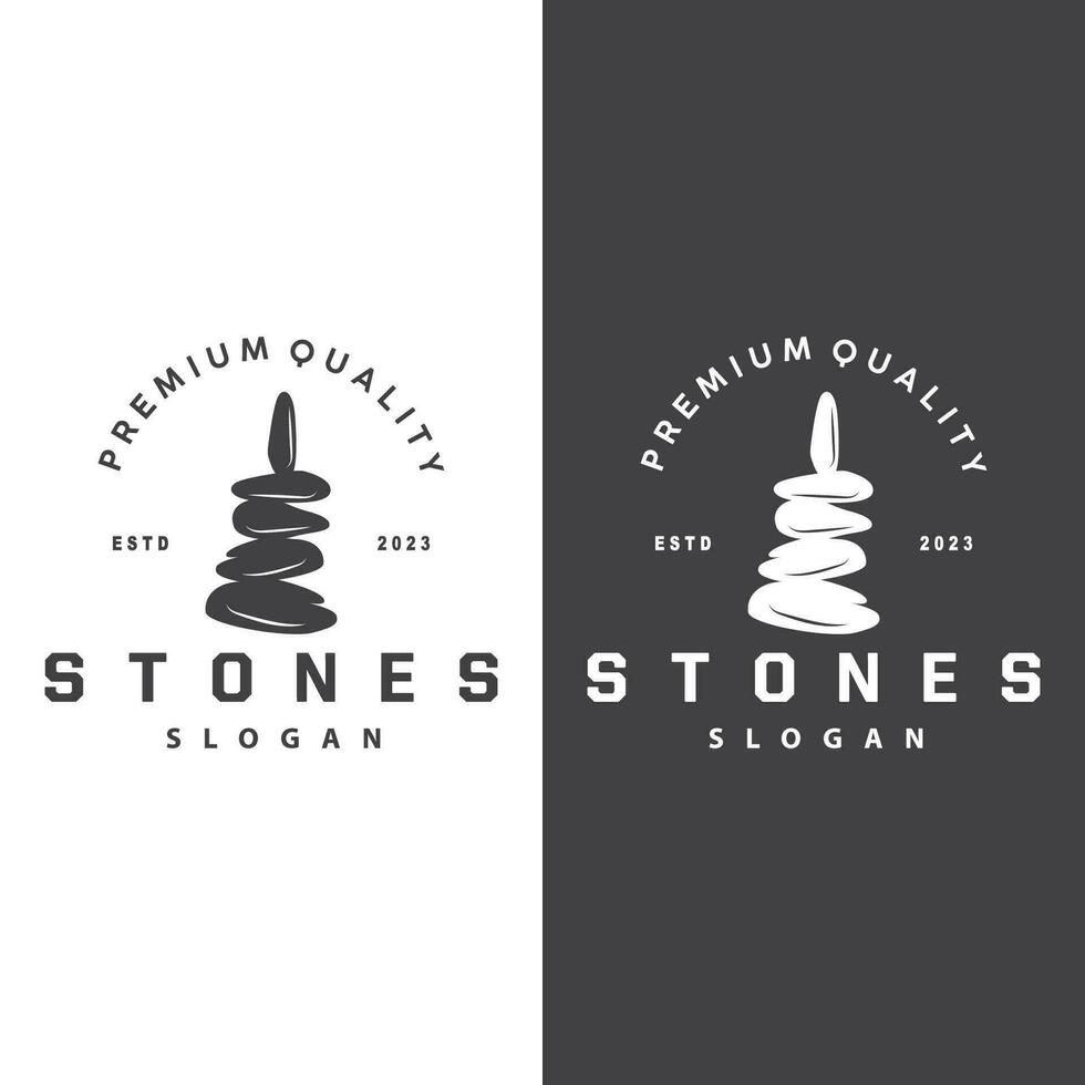 Stone Logo, Premium Elegant Design, Stone Balance Vector, Stepping Rock Walking Icon Illustration Design vector