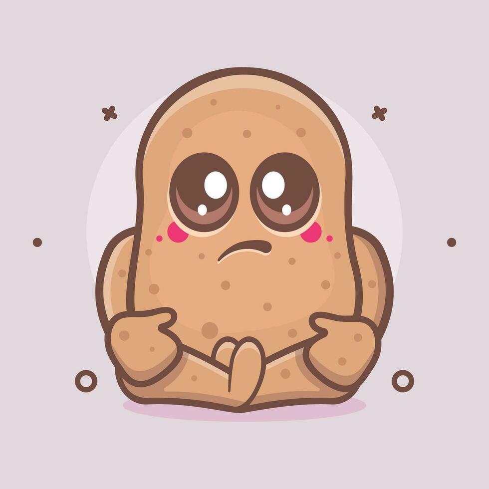 kawaii potato vegetable character mascot with sad expression isolated cartoon in flat style design vector