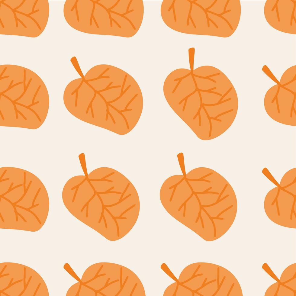 Autumn orange leaves background, fall pattern vector