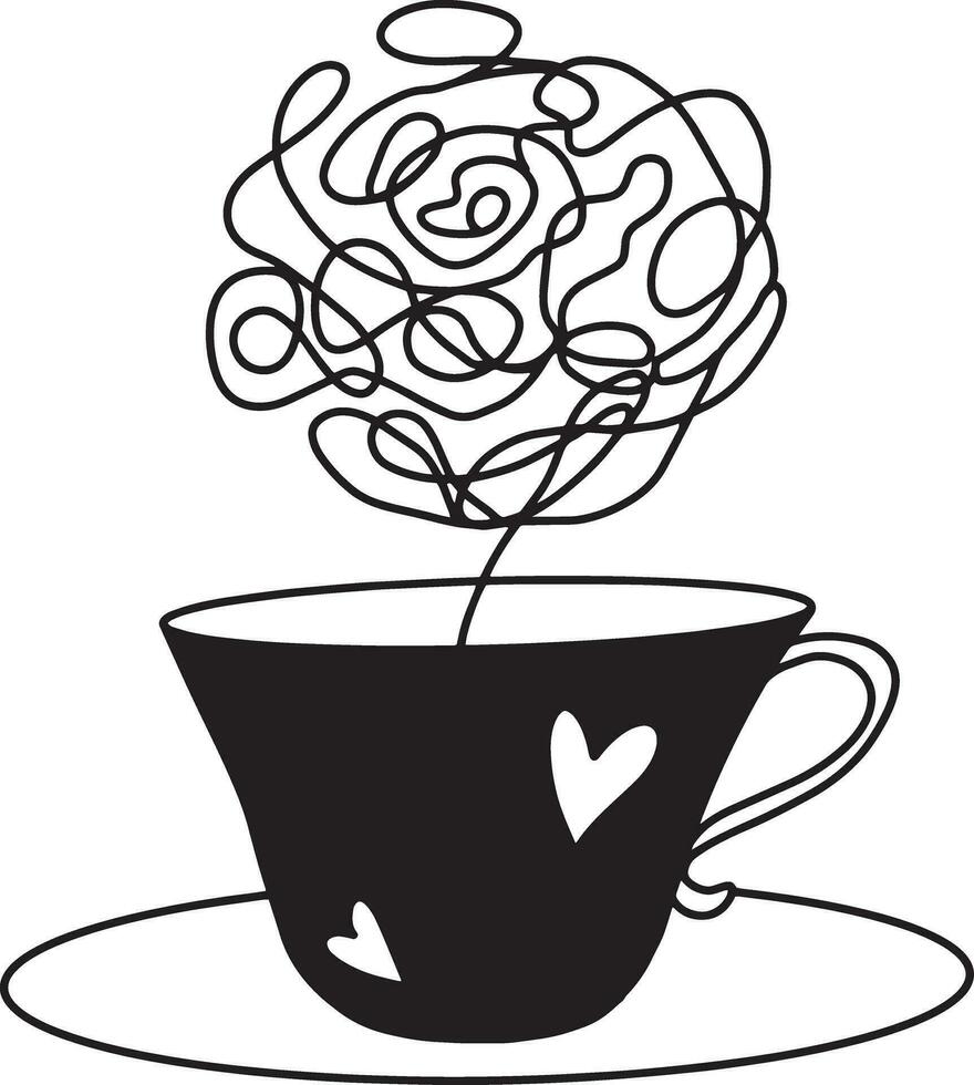 black rose in cup logo isolated on white background vector