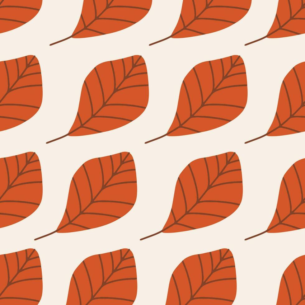 Orange dry fall leaves pattern, textured cute fall background vector