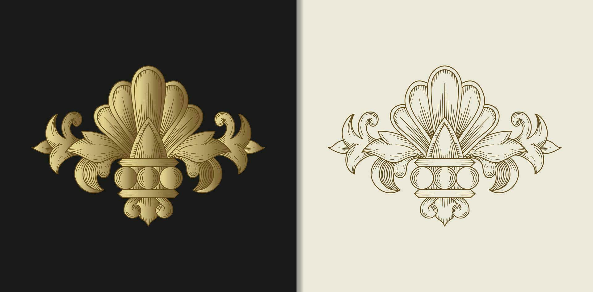 barroco ornamento con hermosa flor y hoja motivos vector