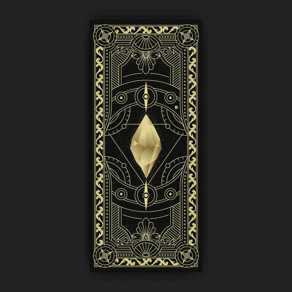 Mystical astral crystal object with a golden decorative frame vector