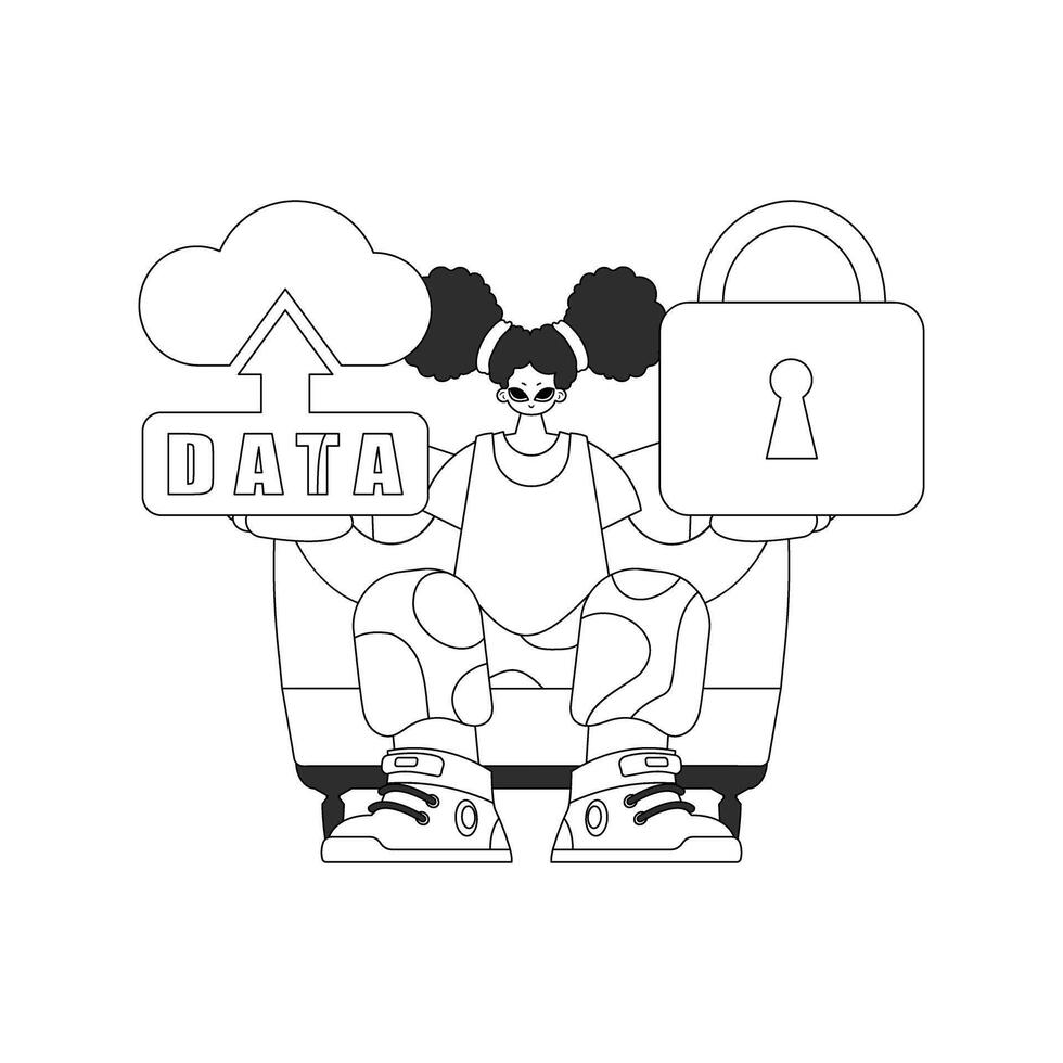 A woman holding a sign that says data vector