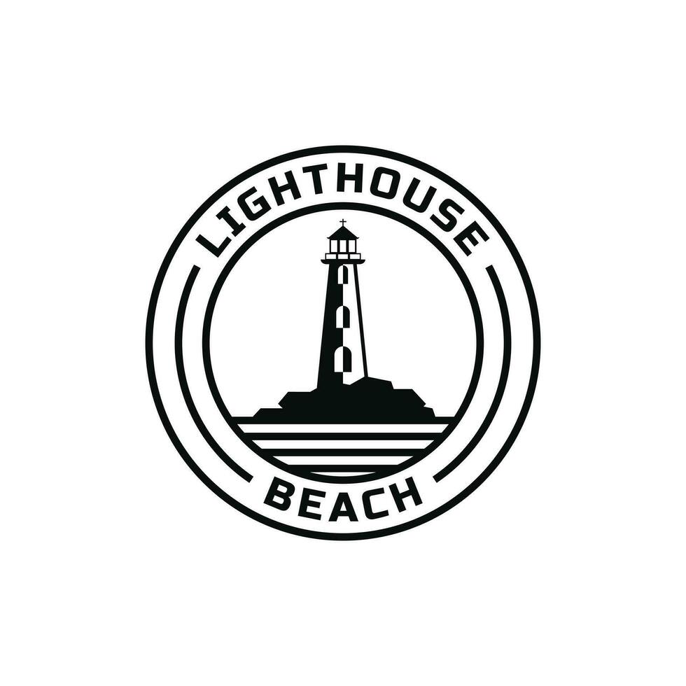 Lighthouse silhouette logo design ideas vintage retro label vector
