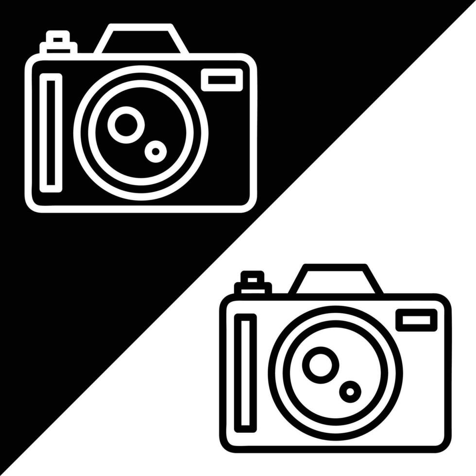 Camera Vector icon, Outline style, isolated on Black and white Background.