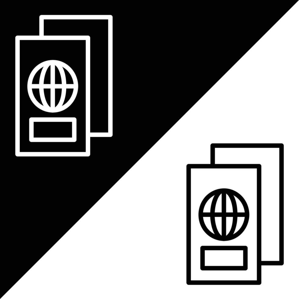 Passport Vector icon, Outline style, isolated on Black and white Background.