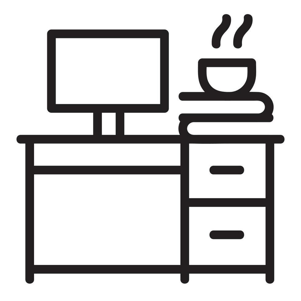 Desk Vector Icon, Lineal style, from accounting icons collection, isolated on white Background.