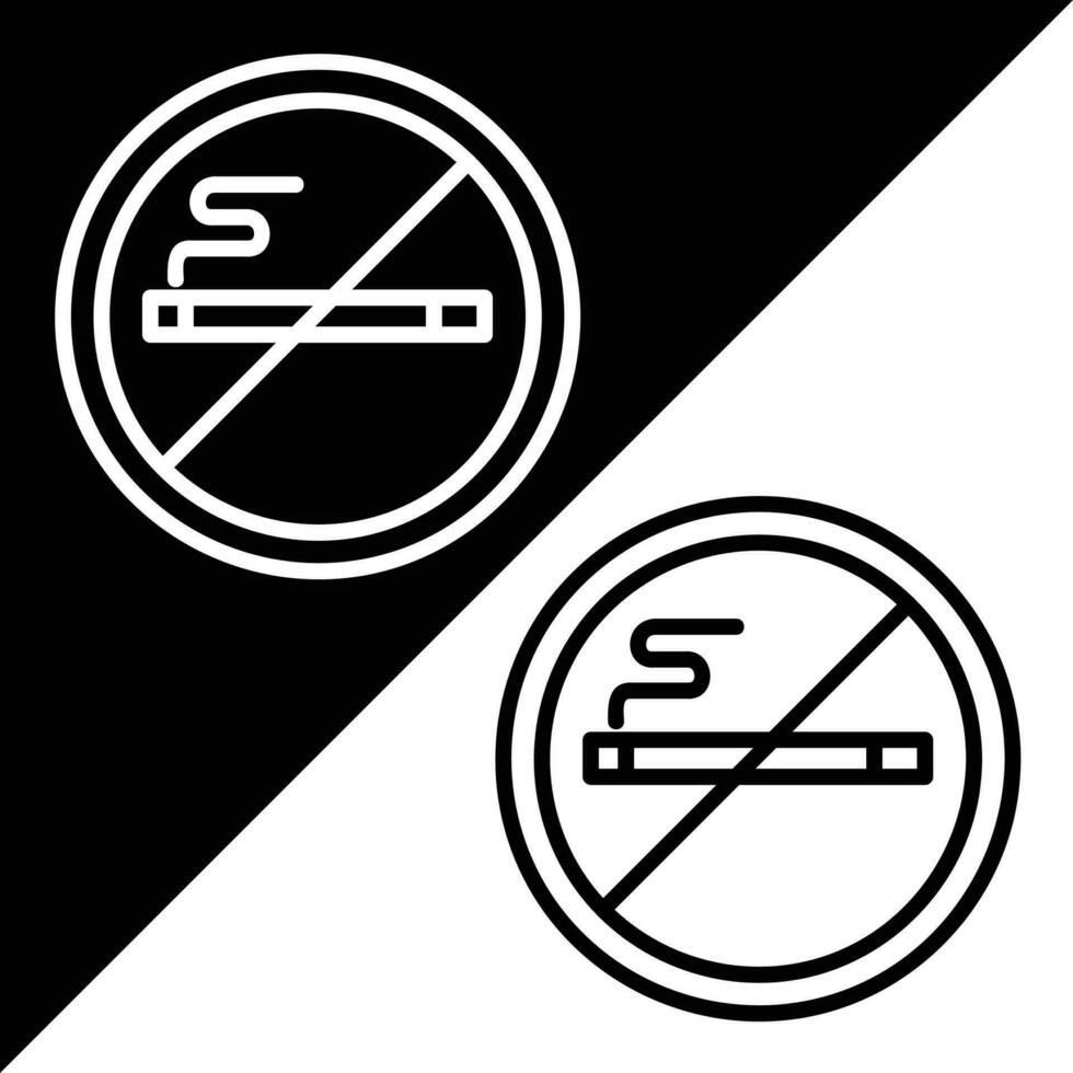 No smoking Vector icon, Outline style, isolated on Black and white Background.