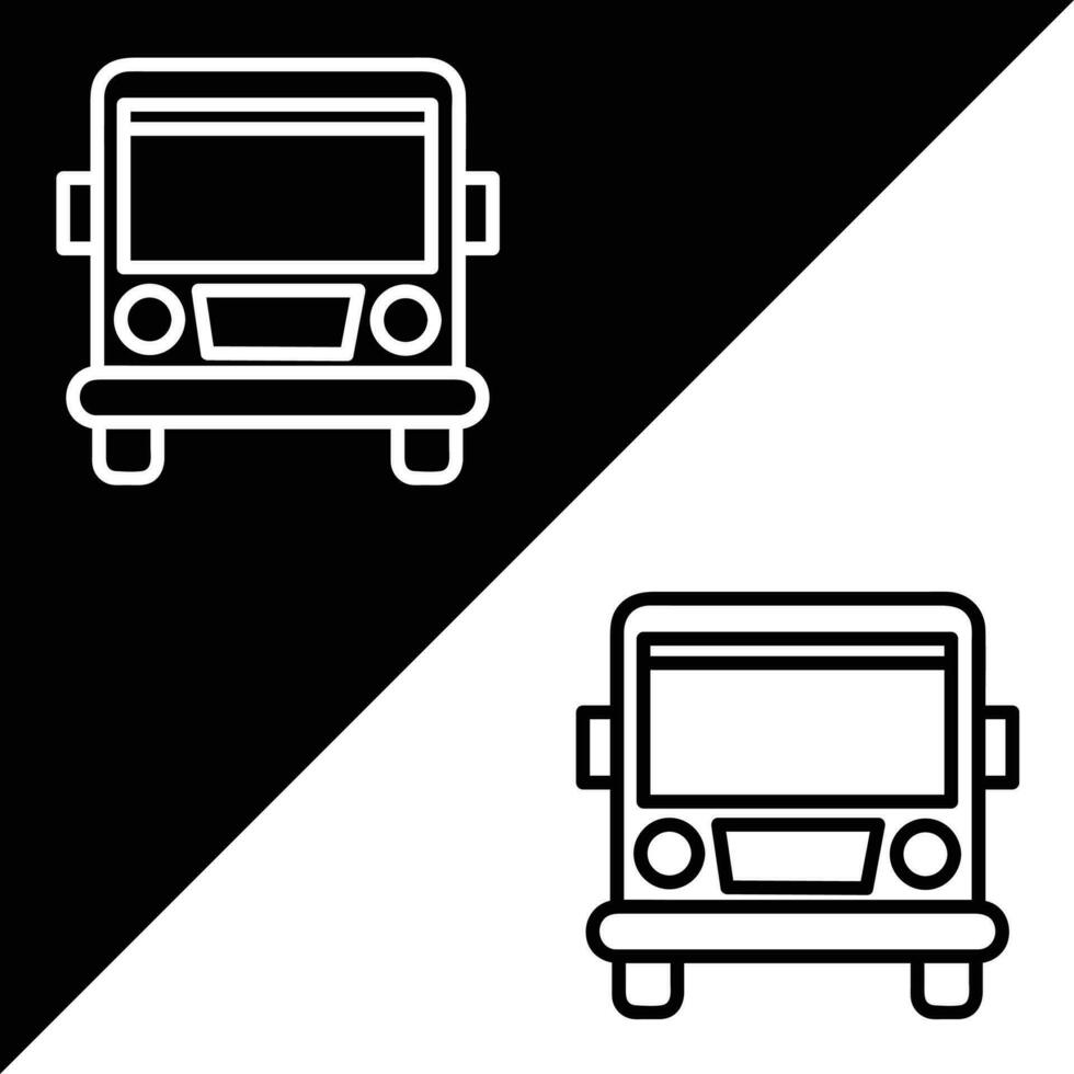 autobús vector icono, contorno estilo, aislado en negro y blanco antecedentes.