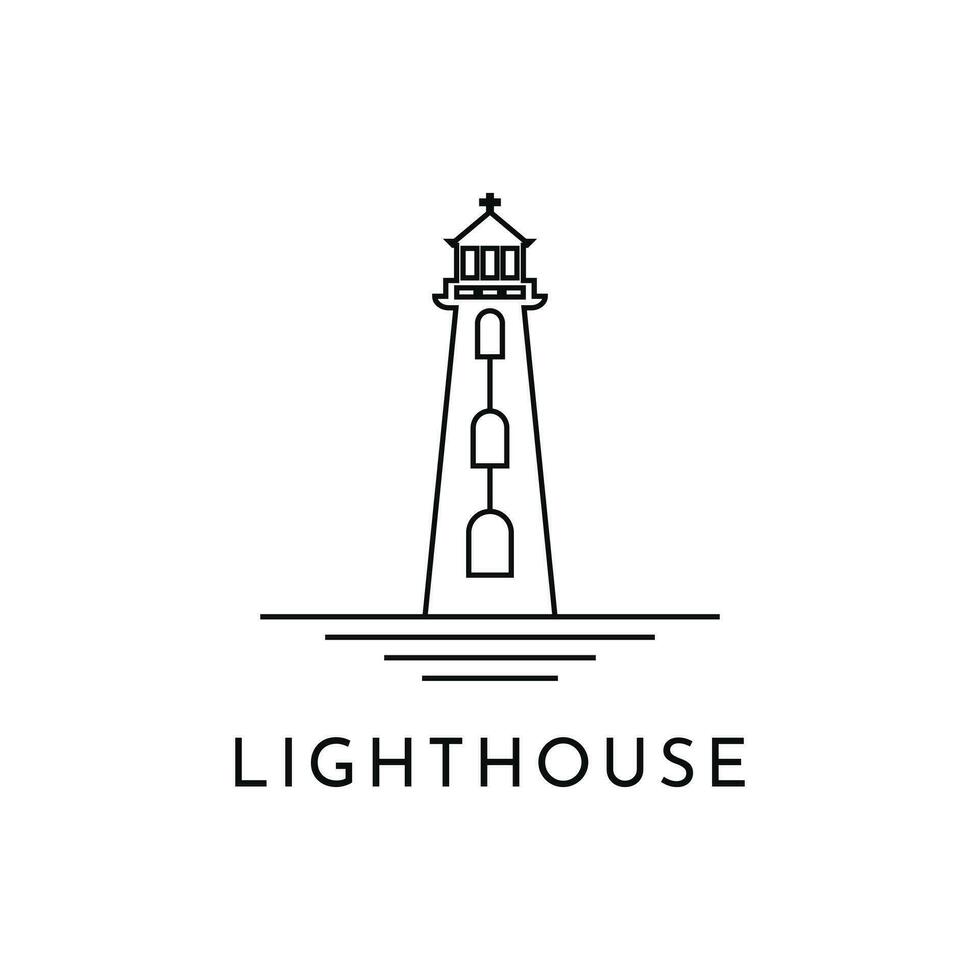 Lighthouse line logo design ideas vector