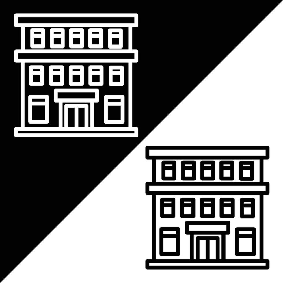 Hotel Vector icon, Outline style, isolated on Black and white Background.