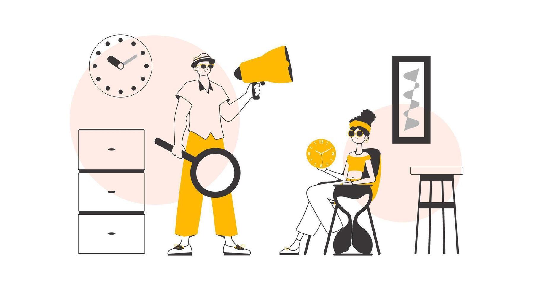 HR team. The concept of finding employees. Minimalistic linear style. Vector. vector