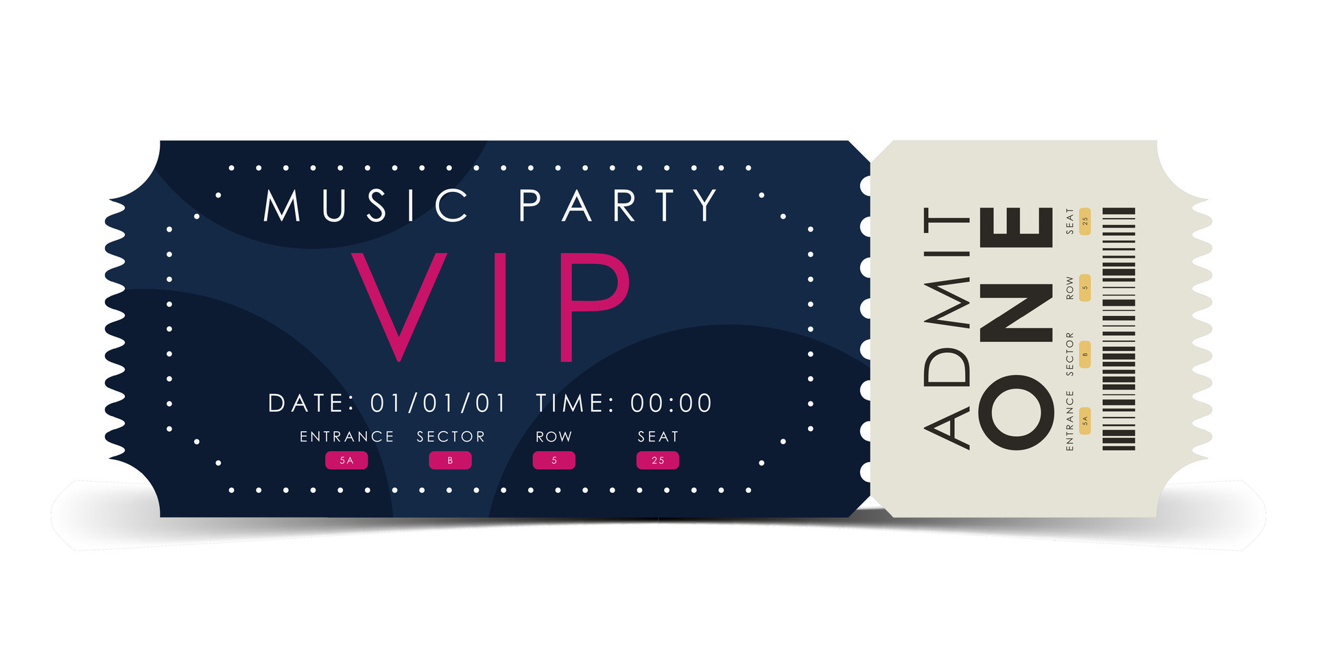 Sample ticket for a musical concert. Ticket design template. Vector Sample ticket for a musical concert. Ticket design template. Vector