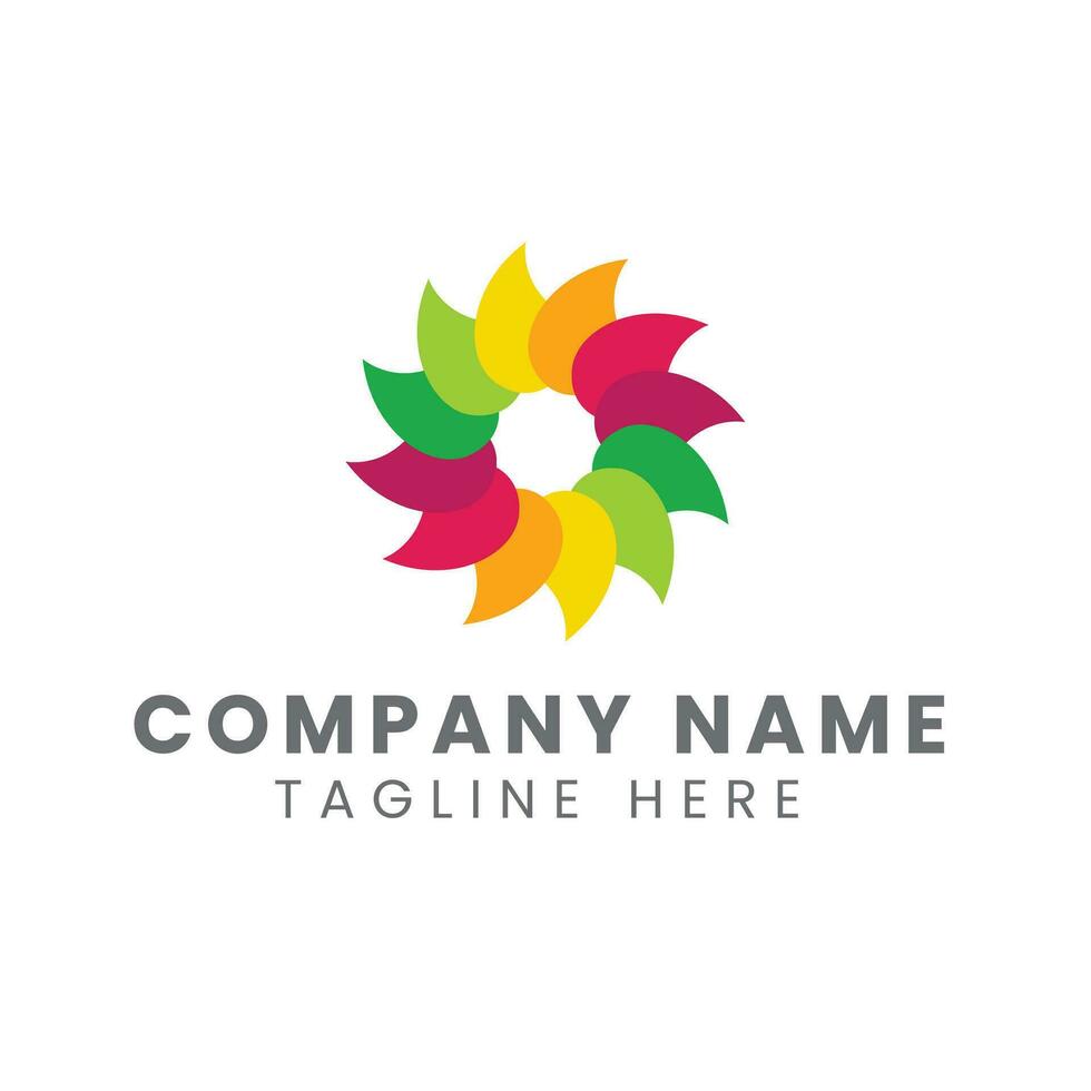 Vector rainbow leaf logo design