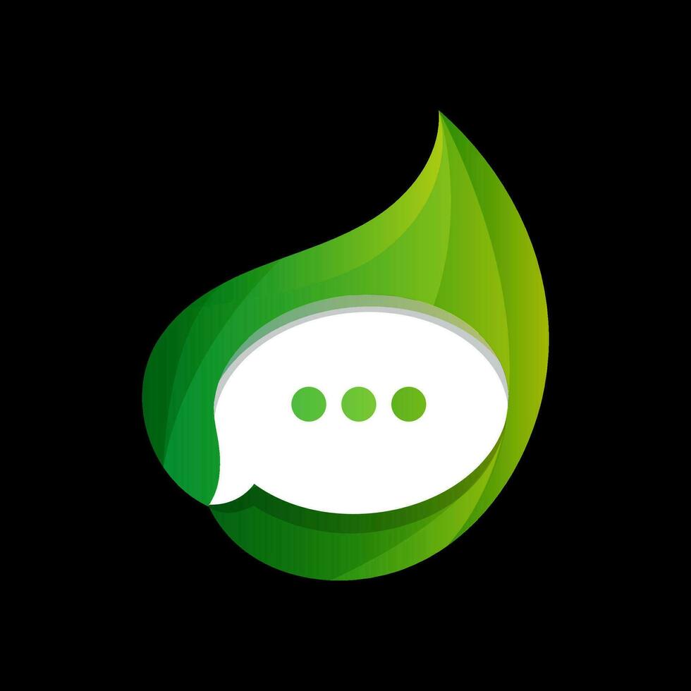 Vector leaf chat logo design with gradient