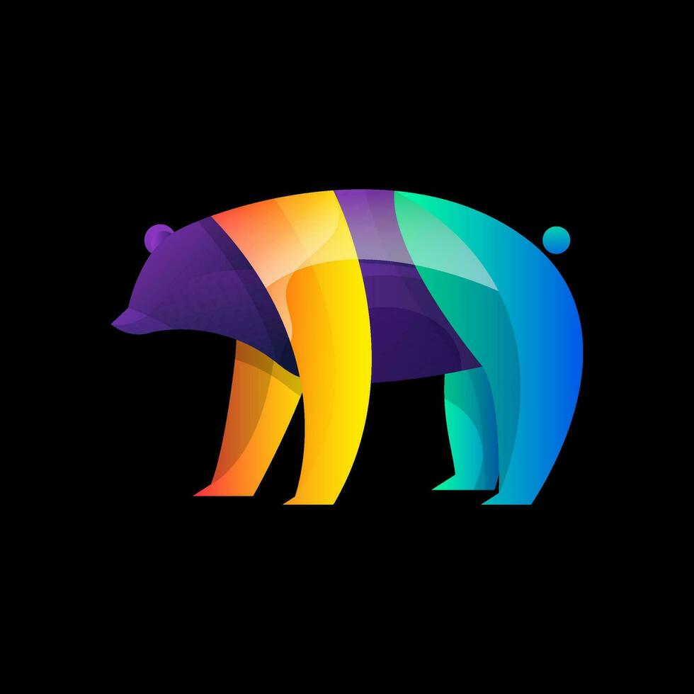 Vector vector logo illustration bear gradient colorful style