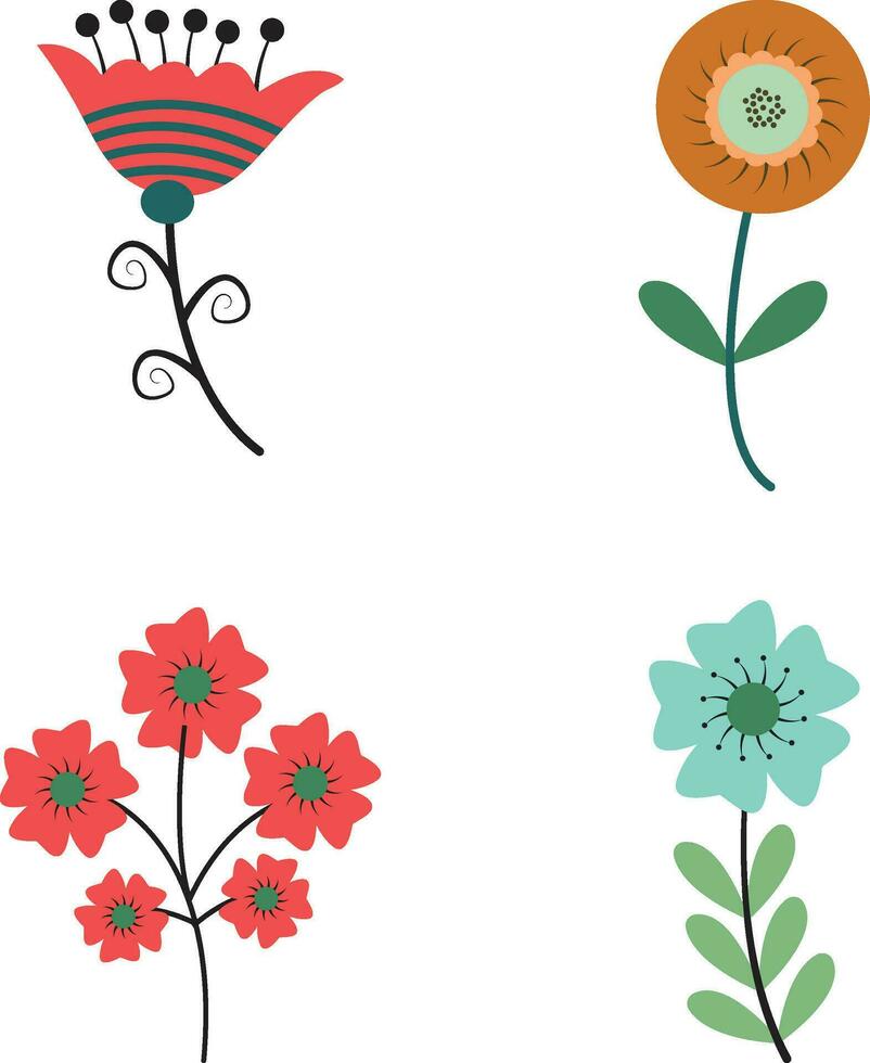 Flower Decorative in Flat Design. Vector Illustration