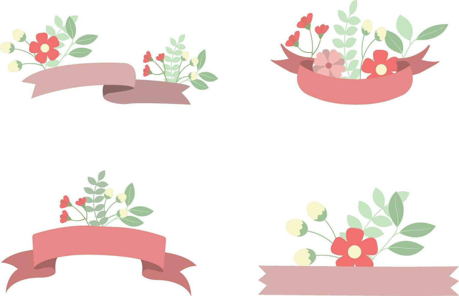 Floral Ribbon Decoration. Simple Design. Vector Illustration