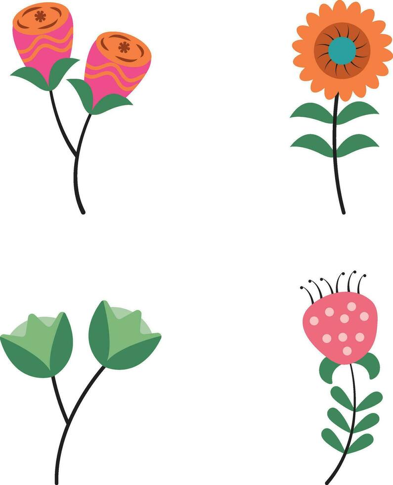 Flower Decorative in Flat Design. Vector Illustration