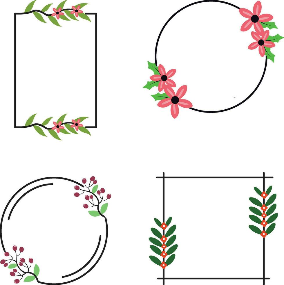 Minimalist Floral Frame Shape. Vector Illustration