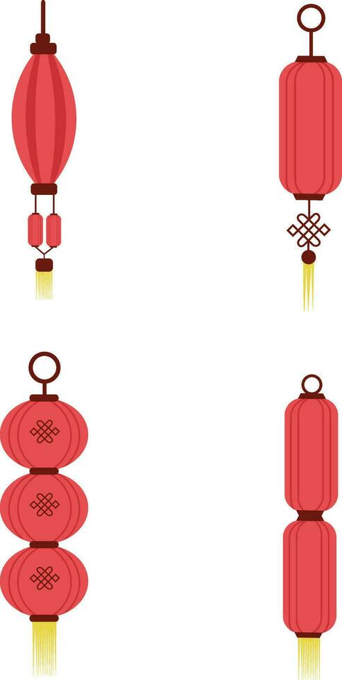 Chinese New Year Lantern Icon Set. Vector Illustration