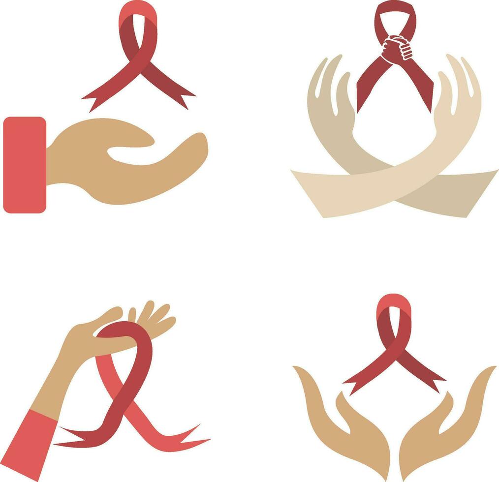 World Cancer Day Sticker. Simple Shape. Vector Illustration