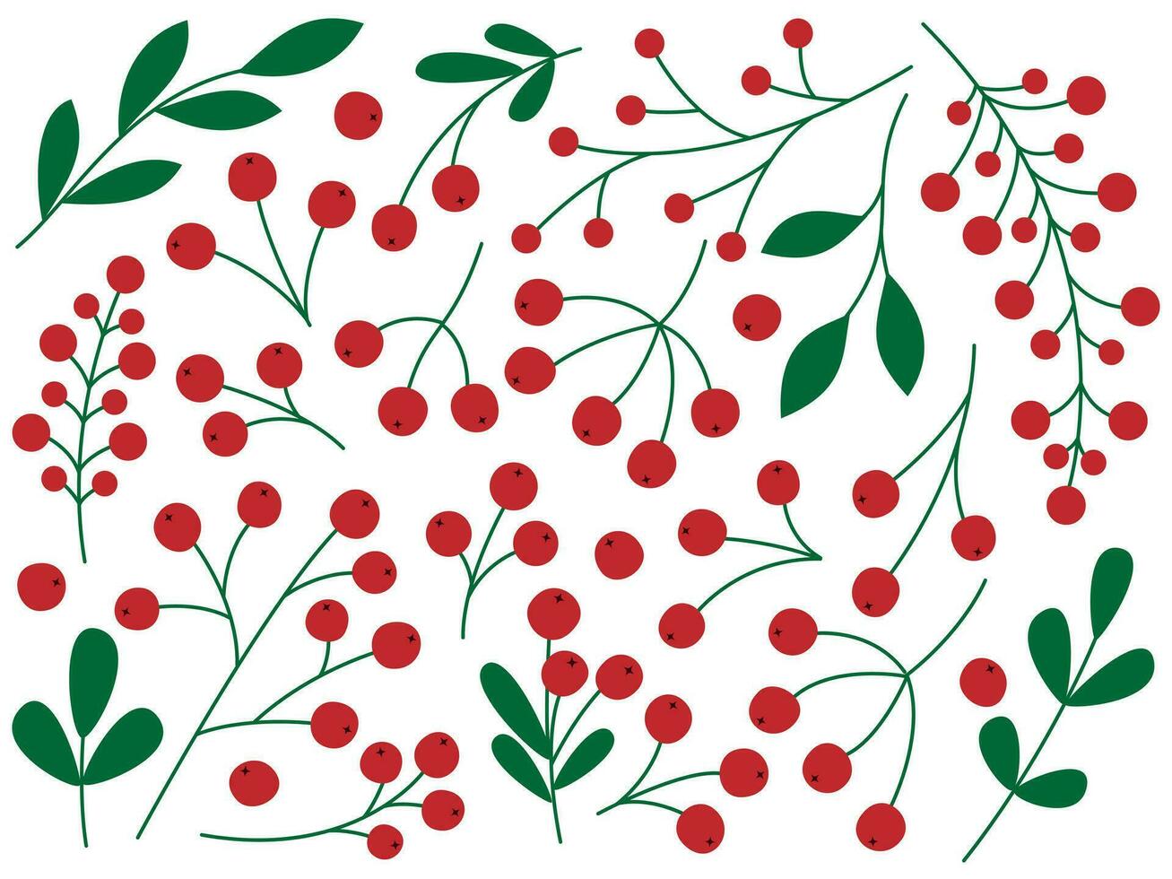 Berries and leaves set vector