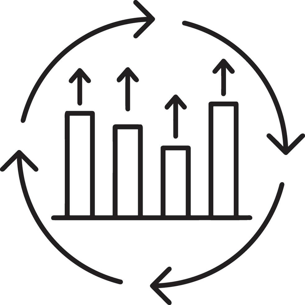 Growth business icon symbol vector image. Illustration of the progress outline infographic strategy  development design image