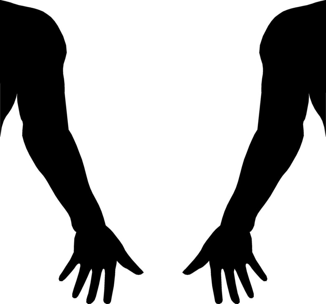 Male arms silhouettes isolated over white background, man hands vector illustration