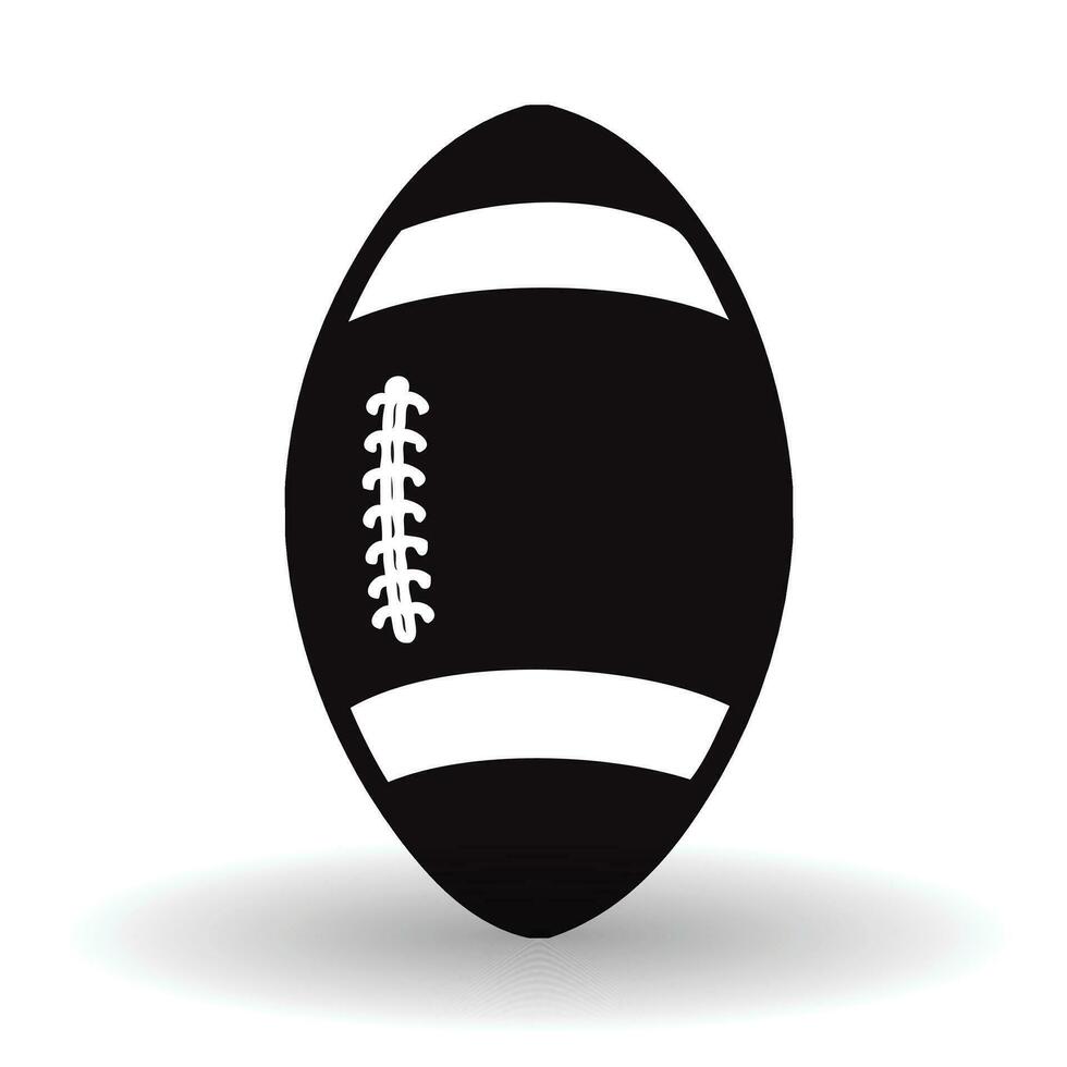 American footbal, rugby ball icon with shadow over white background vector illustration. Sportclub logo concept