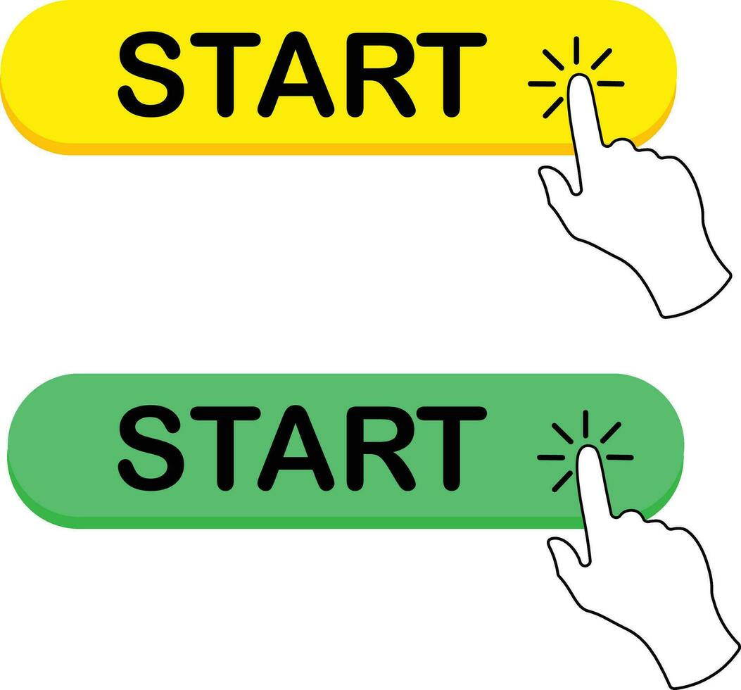 Start buttons collection with hand pointer vector